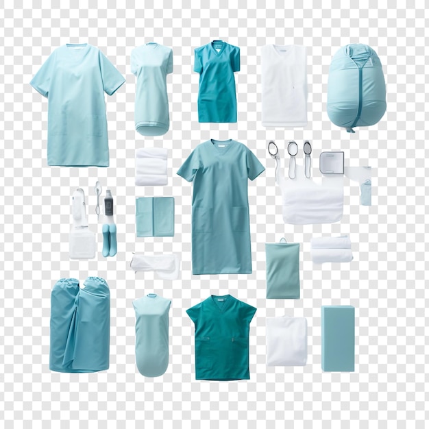 Free PSD top down view of medical clothing isolated on transparent background