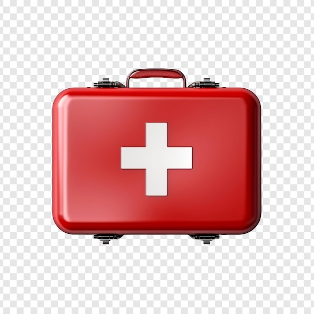 Free PSD top view of red first aid kit isolated on transparent background