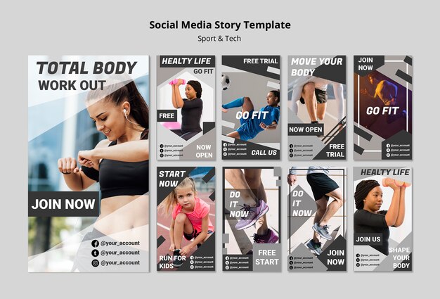 Total body workout social media template