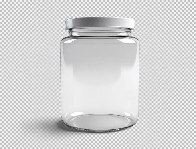 Transparent plastic jar with lid insulated on transparent background