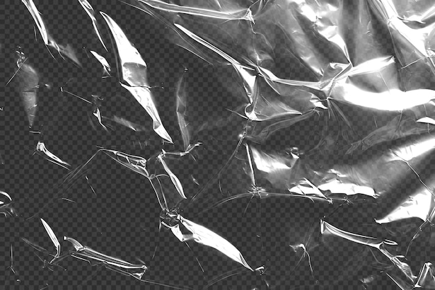 Free PSD transparent wrinkled plastic wrap isolated on background