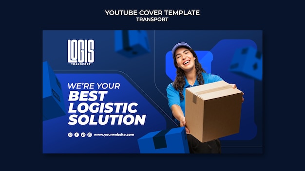 Free PSD transport service youtube cover template