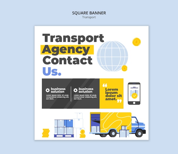 Free PSD transport square banner template design