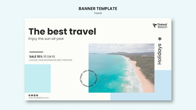 Free PSD travel beach sale banner template