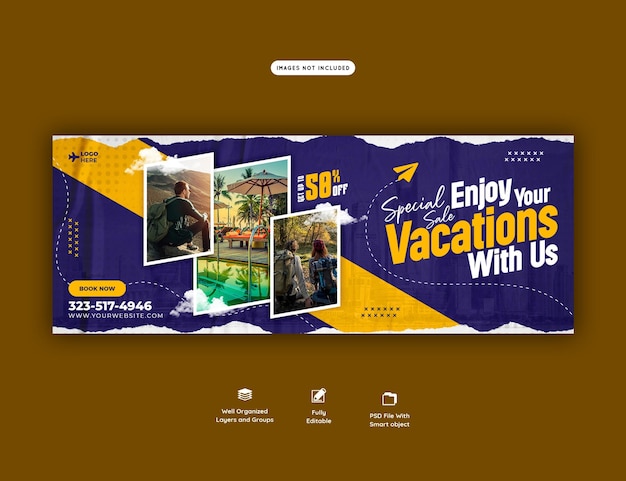 Free PSD travel and tourism facebook cover template