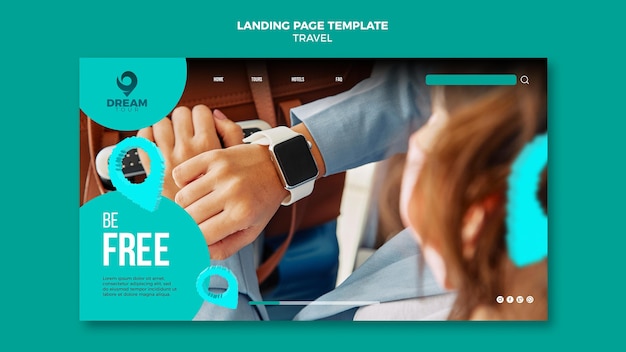 Free PSD travel with mask  landing page template