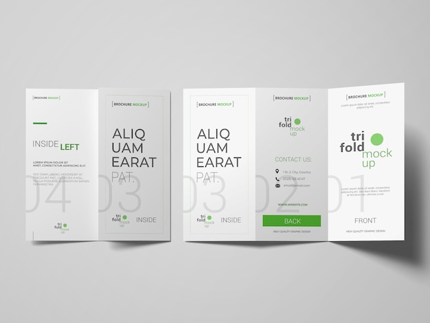 Free PSD trifold brochure or invitation mockups