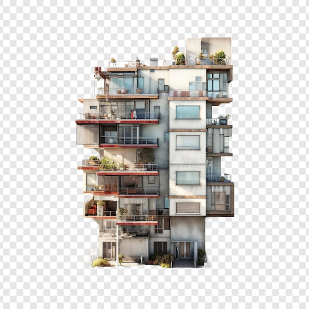 Free PSD triplex house isolated on transparent background