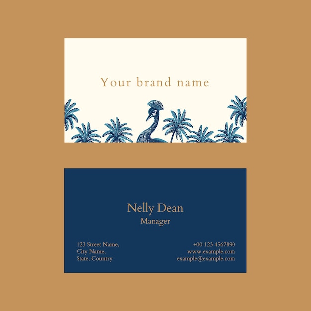 Free PSD tropical business card template psd in blue tone