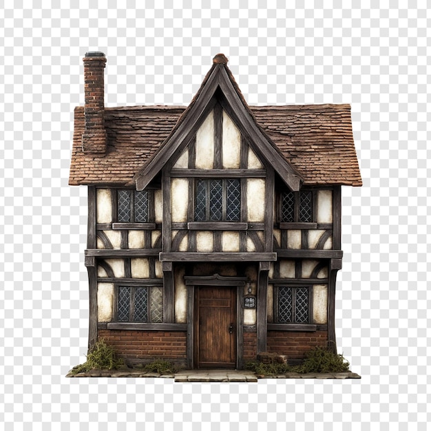 Free PSD tudor house isolated on transparent background