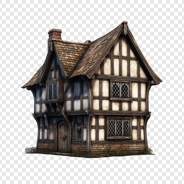 Free PSD tudor house isolated on transparent background