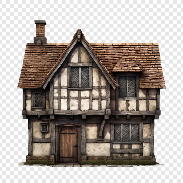 Free PSD tudor house isolated on transparent background