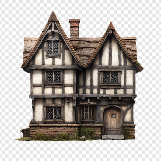 Free PSD tudor house isolated on transparent background