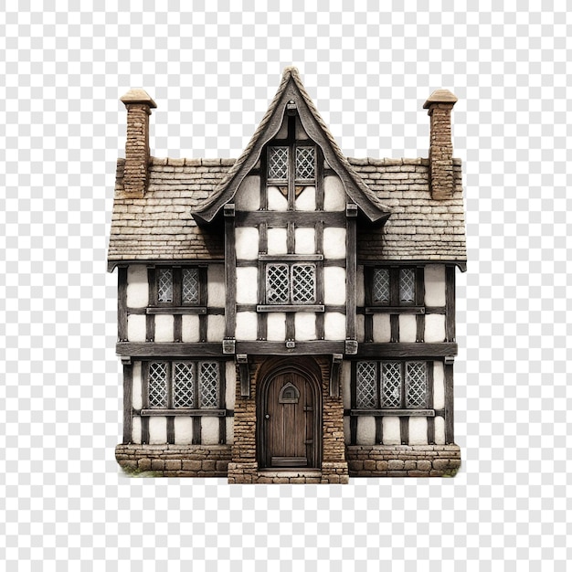 Free PSD tudor house isolated on transparent background