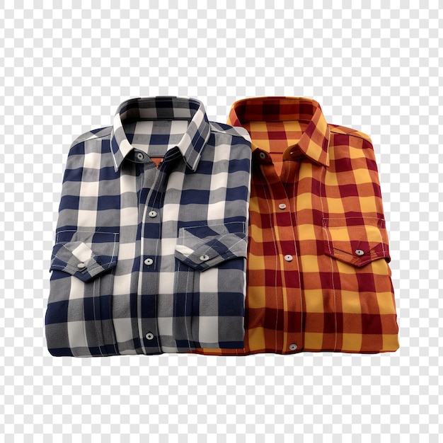 Free PSD two shirts are on a checkered surface isolated on transparent background