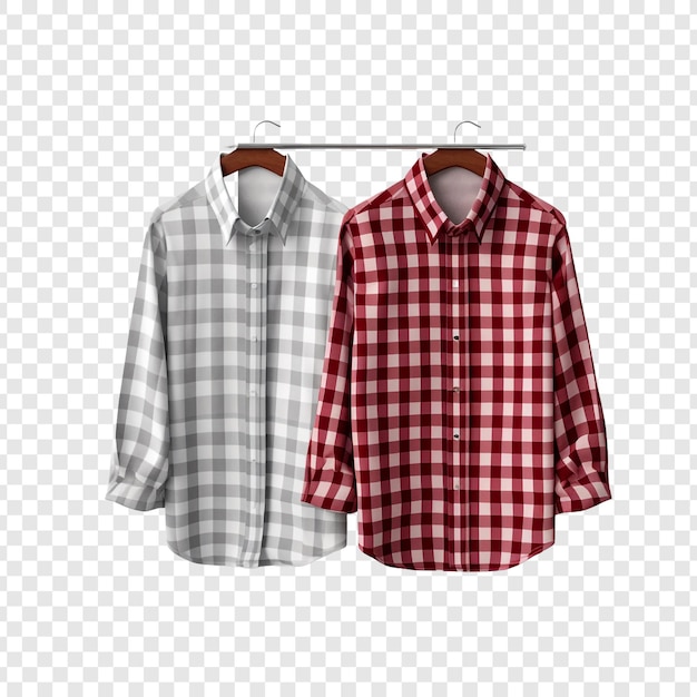 Free PSD two shirts are on a checkered surface isolated on transparent background