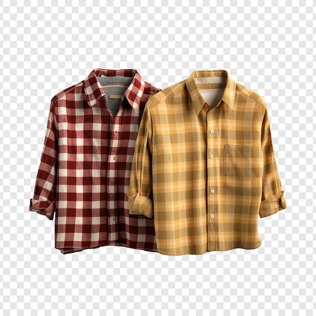 Free PSD two shirts are on a checkered surface isolated on transparent background