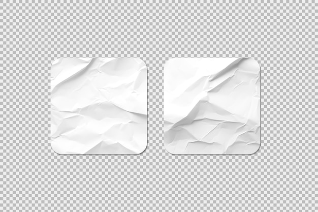 Free PSD two square blank stickers isolated on tranpsarent background