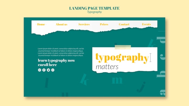 Free PSD typography service landing page template