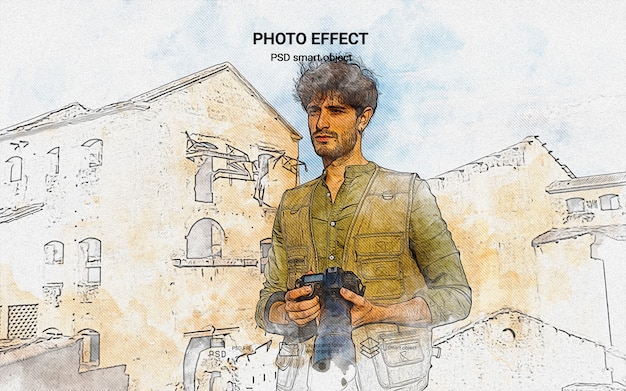 Free PSD urban sketch photo effect