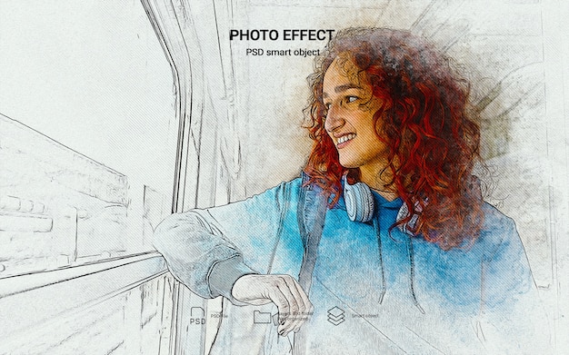 Free PSD urban sketch photo effect