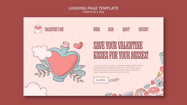 Free PSD valentine's day celebration landing page template