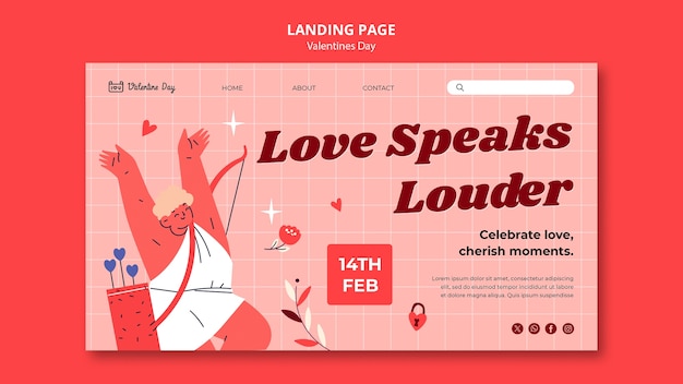 Free PSD valentines day celebration landing page