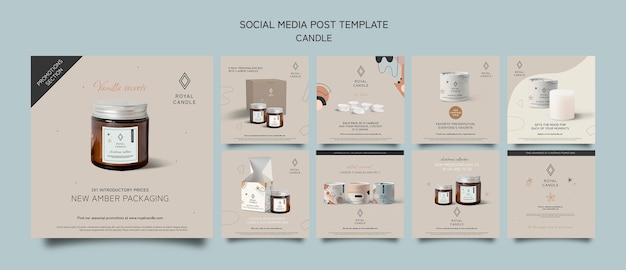 Free PSD vanilla candle social media post template