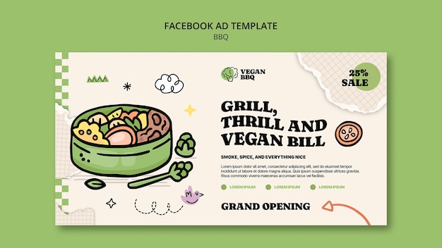 Free PSD vegan bbq template design