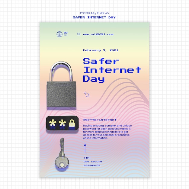 Free PSD vertical flyer for internet safer day awareness