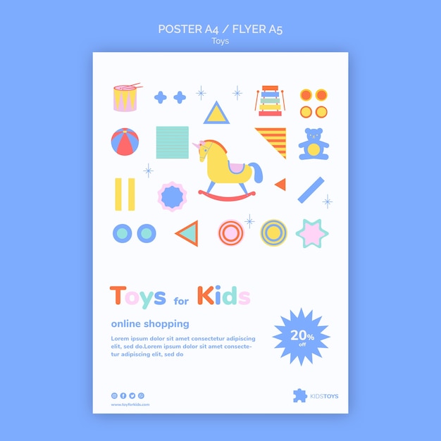 Vertical flyer template for kids toys online shopping