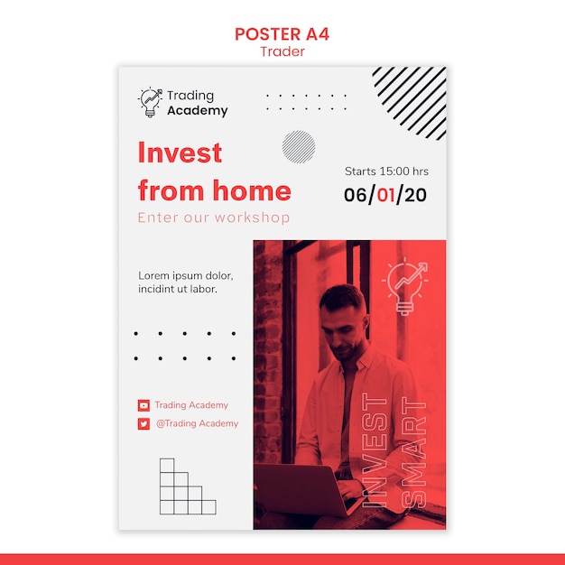 Free PSD vertical poster for investment trader occupation