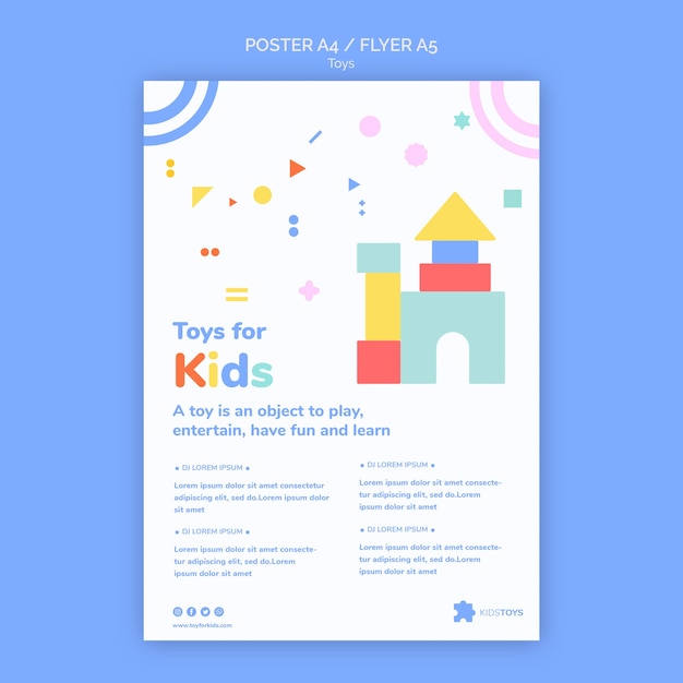 Free PSD vertical poster for kids toys online shopping