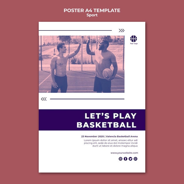 Vertical poster for playing basketball