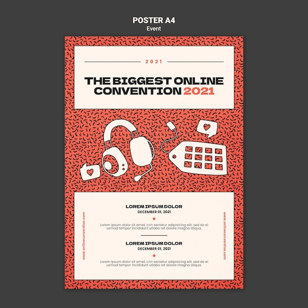 Free PSD vertical poster template for biggest online convection 2021