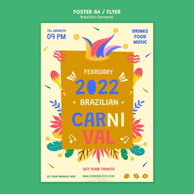 Vertical poster template for brazilian carnival