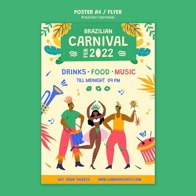 Vertical poster template for brazilian carnival