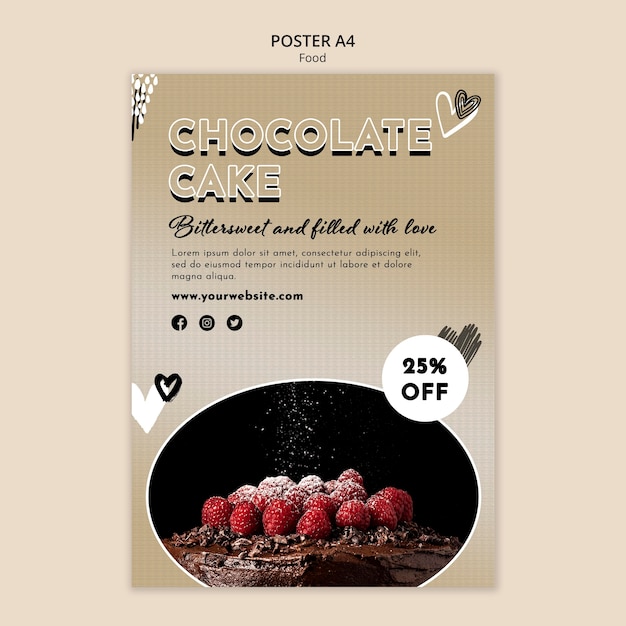 Free PSD vertical poster template for chocolate sweets