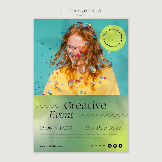 Free PSD vertical poster template for creative event