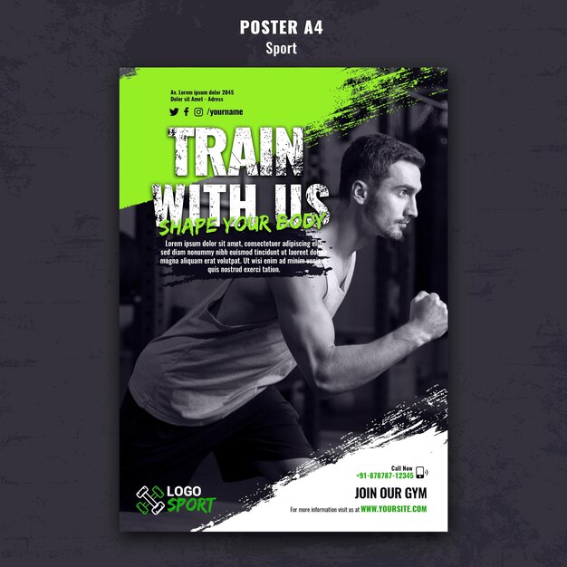 Vertical poster template for exercise and gym training