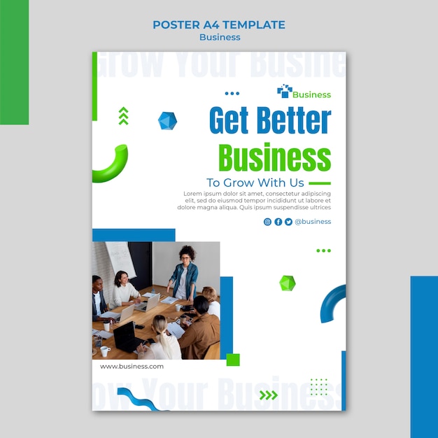 Free PSD vertical poster template for professional business growth