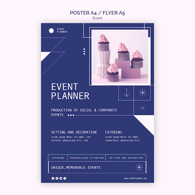 Vertical poster template for social and corporate event planning