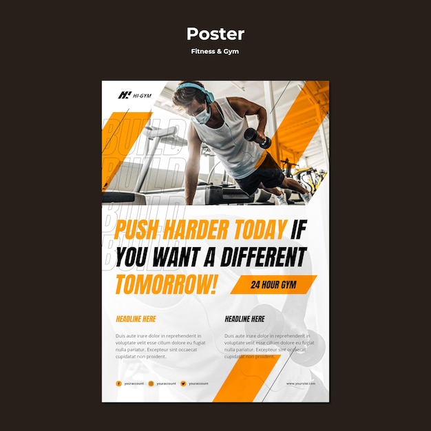 Free PSD vertical poster for working out at the gym during the pandemic