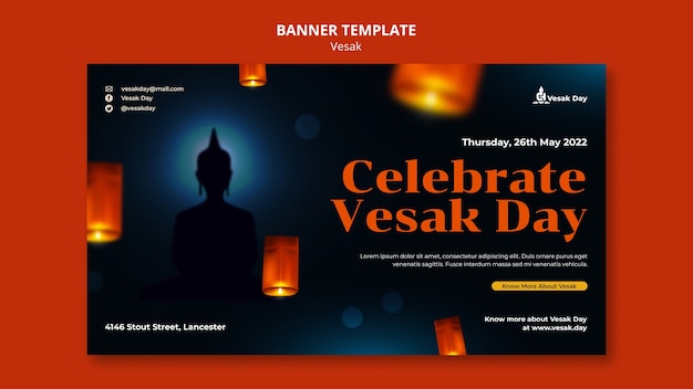 Free PSD vesak day horizontal banner template