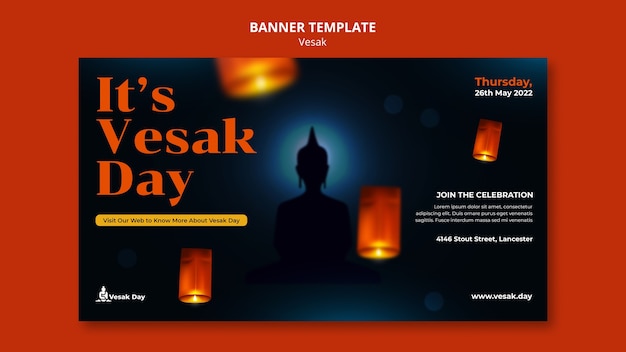 Free PSD vesak day horizontal banner template