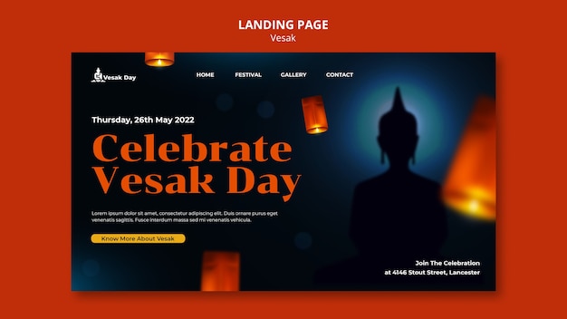 Free PSD vesak day landing page template