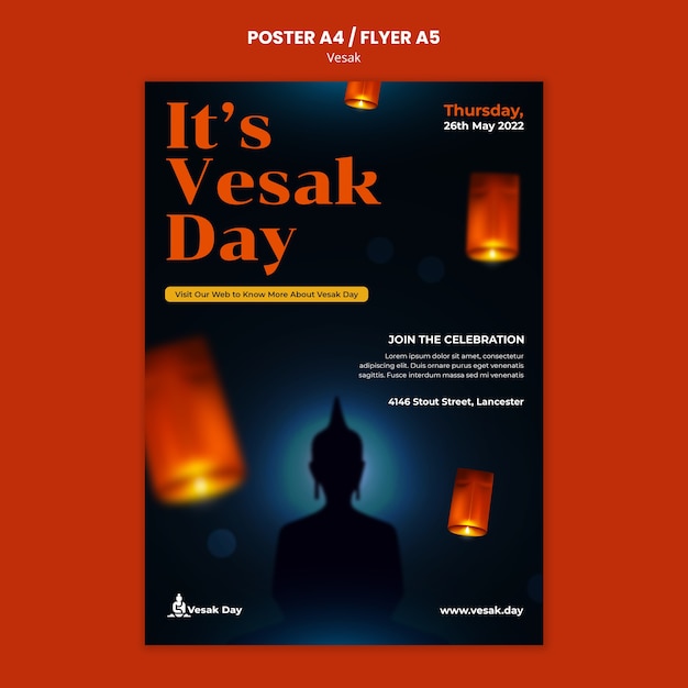 Free PSD vesak day vertical poster template