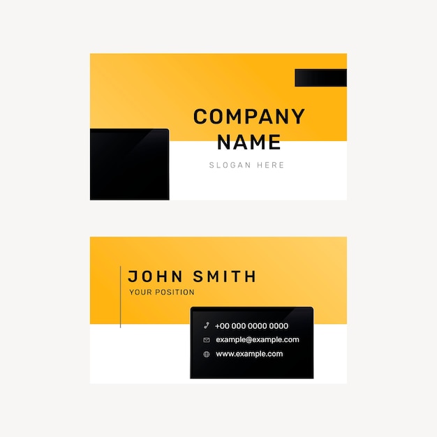 Vibrant business card template psd in yellow