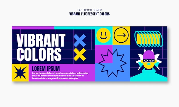 Free PSD vibrant fluorescent colors template design