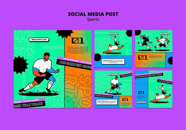 Vibrant illustration football template social media post